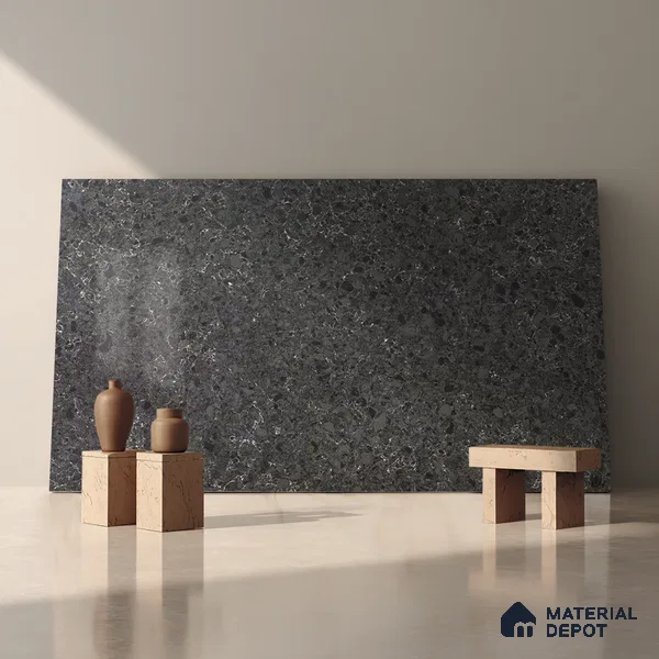 Belina Quartz QR 00173 Shadow Pietra Value Series 10.5 ft x 5.25 ft Quartz - 20 mm | 5 Years Warranty | Suitable for Kitchen, Restaurant, Counter Tops, Dining, Reception, office