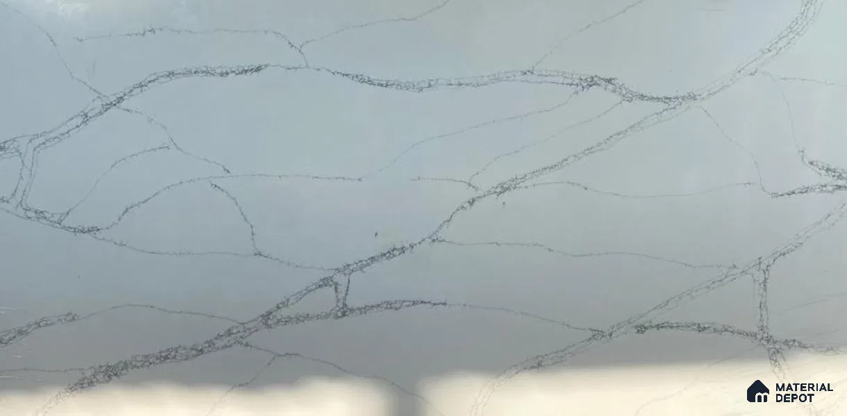 Belina Quartz QR 00180 Silver Cascade Value Series 10.5 ft x 5.25 ft Quartz - 20 mm | 5 Years Warranty | Suitable for Kitchen, Restaurant, Counter Tops, Dining, Reception, office