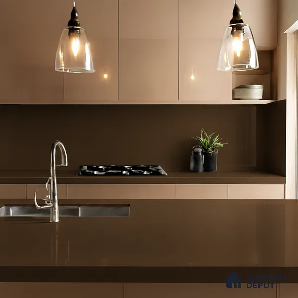 Belina Quartz QR 00304 Cosmo Espresso Helsinki Series 10.5 ft x 5.35 ft Quartz - 20 mm | 10 Years and Replacement Warranty | Suitable for Kitchen, Restaurant, Counter Tops, Dining, Reception, office