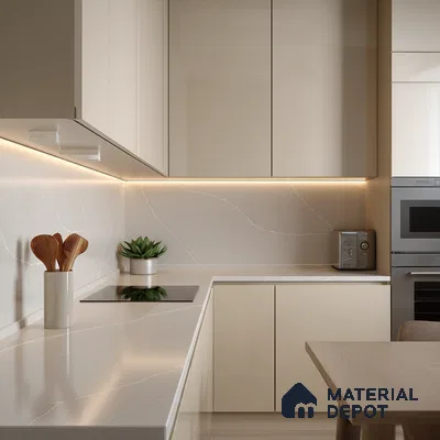 Belina Quartz QR 00293 Calacatta Grey Veneto Helsinki Series 10.5 ft x 5.35 ft Quartz - 20 mm | 10 Years and Replacement Warranty | Suitable for Kitchen, Restaurant, Counter Tops, Dining, Reception, office