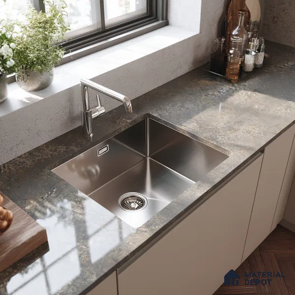 Belina Quartz QR 00331 Eclipse Golden Shadow Helsinki Series 10.5 ft x 5.35 ft Quartz - 20 mm | 10 Years and Replacement Warranty | Suitable for Kitchen, Restaurant, Counter Tops, Dining, Reception, office