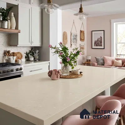 Belina Quartz QR 00325 Creston Helsinki Series 10.5 ft x 5.35 ft Quartz - 20 mm | 10 Years and Replacement Warranty | Suitable for Kitchen, Restaurant, Counter Tops, Dining, Reception, office