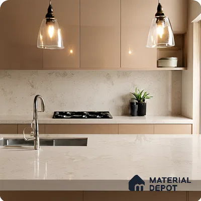 Belina Quartz QR 00325 Creston Helsinki Series 10.5 ft x 5.35 ft Quartz - 20 mm | 10 Years and Replacement Warranty | Suitable for Kitchen, Restaurant, Counter Tops, Dining, Reception, office