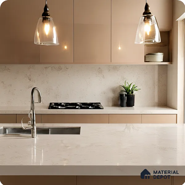 Belina Quartz QR 00325 Creston Helsinki Series 10.5 ft x 5.35 ft Quartz - 20 mm | 10 Years and Replacement Warranty | Suitable for Kitchen, Restaurant, Counter Tops, Dining, Reception, office