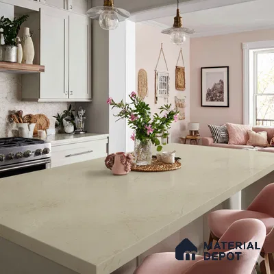 Belina Quartz QR 00330 Celestia Royale Gold Helsinki Series 10.5 ft x 5.35 ft Quartz - 20 mm | 10 Years and Replacement Warranty | Suitable for Kitchen, Restaurant, Counter Tops, Dining, Reception, office