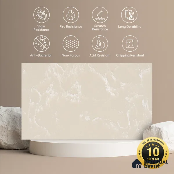 Belina Quartz QR 00327 B Aqua Cloud Cream Helsinki Series 10.5 ft x 2.67 ft Quartz - 20 mm | 10 Years and Replacement Warranty | Suitable for Kitchen, Restaurant, Counter Tops, Dining, Reception, office