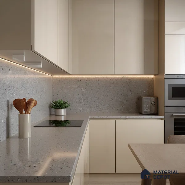 Belina Quartz QR 00312 Light Grey Starstone Helsinki Series 10.5 ft x 5.35 ft Quartz - 20 mm | 10 Years and Replacement Warranty | Suitable for Kitchen, Restaurant, Counter Tops, Dining, Reception, office