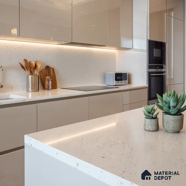 Belina Quartz QR 00319 Frosted Ice Helsinki Series 10.5 ft x 5.35 ft Quartz - 20 mm | 10 Years and Replacement Warranty | Suitable for Kitchen, Restaurant, Counter Tops, Dining, Reception, office