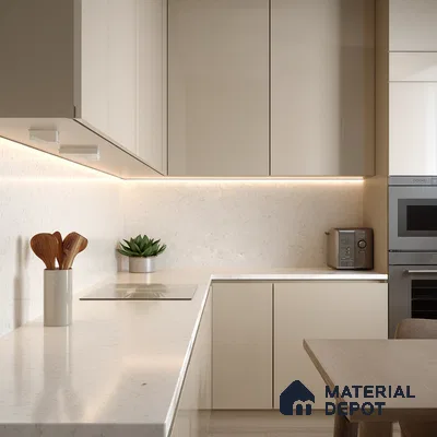 Belina Quartz QR 00280 Marosa Gold Helsinki Series 10.5 ft x 5.35 ft Quartz - 20 mm | 10 Years and Replacement Warranty | Suitable for Kitchen, Restaurant, Counter Tops, Dining, Reception, office