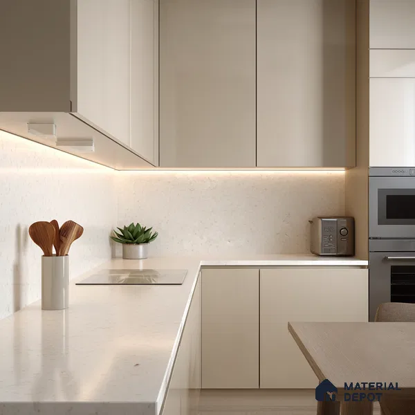 Belina Quartz QR 00280 Marosa Gold Helsinki Series 10.5 ft x 5.35 ft Quartz - 20 mm | 10 Years and Replacement Warranty | Suitable for Kitchen, Restaurant, Counter Tops, Dining, Reception, office