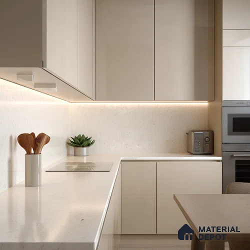 Belina Quartz QR 00280 B Marosa Gold Helsinki Series 10.5 ft x 4.82 ft Quartz - 20 mm | 10 Years and Replacement Warranty | Suitable for Kitchen, Restaurant, Counter Tops, Dining, Reception, office