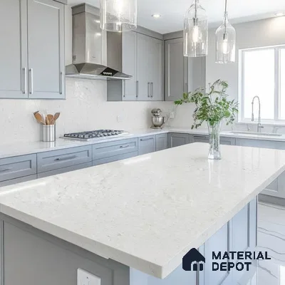 Belina Quartz QR 00280 Marosa Gold Helsinki Series 10.5 ft x 5.35 ft Quartz - 20 mm | 10 Years and Replacement Warranty | Suitable for Kitchen, Restaurant, Counter Tops, Dining, Reception, office