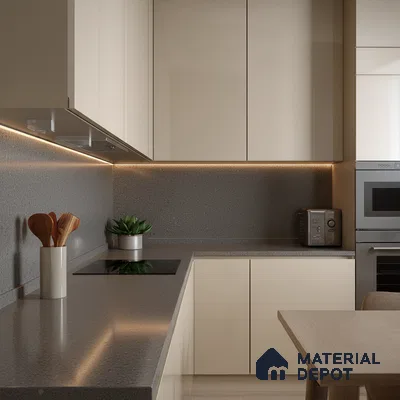 Belina Quartz QR 00306 Industrial Grey Helsinki Series 10.5 ft x 5.35 ft Quartz - 20 mm | 10 Years and Replacement Warranty | Suitable for Kitchen, Restaurant, Counter Tops, Dining, Reception, office (Sample)