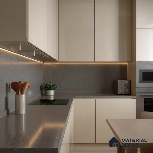 Belina Quartz QR 00306 Industrial Grey Helsinki Series 10.5 ft x 5.35 ft Quartz - 20 mm | 10 Years and Replacement Warranty | Suitable for Kitchen, Restaurant, Counter Tops, Dining, Reception, office