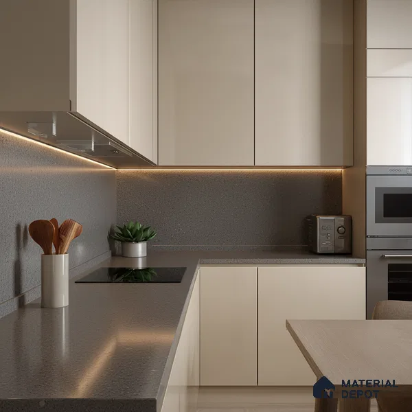 Belina Quartz QR 00306 Industrial Grey Helsinki Series 10.5 ft x 5.35 ft Quartz - 20 mm | 10 Years and Replacement Warranty | Suitable for Kitchen, Restaurant, Counter Tops, Dining, Reception, office (Sample)