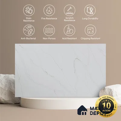 Belina Quartz QR 00284 b Madura Royale Gold Helsinki Series 10.5 ft x 3.28 ft Quartz - 20 mm | 10 Years and Replacement Warranty | Suitable for Kitchen, Restaurant, Counter Tops, Dining, Reception, office