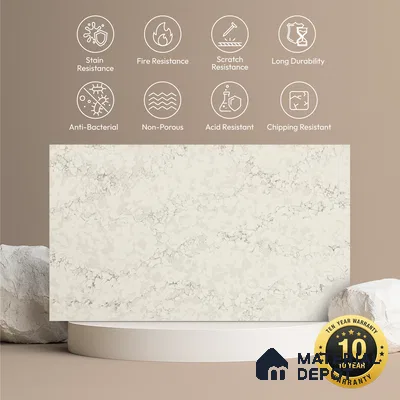 Belina Quartz QR 00282 B Calacatta Belluno Grey Helsinki Series 10.5 ft x 2.67 ft Quartz - 20 mm | 10 Years and Replacement Warranty | Suitable for Kitchen, Restaurant, Counter Tops, Dining, Reception, office