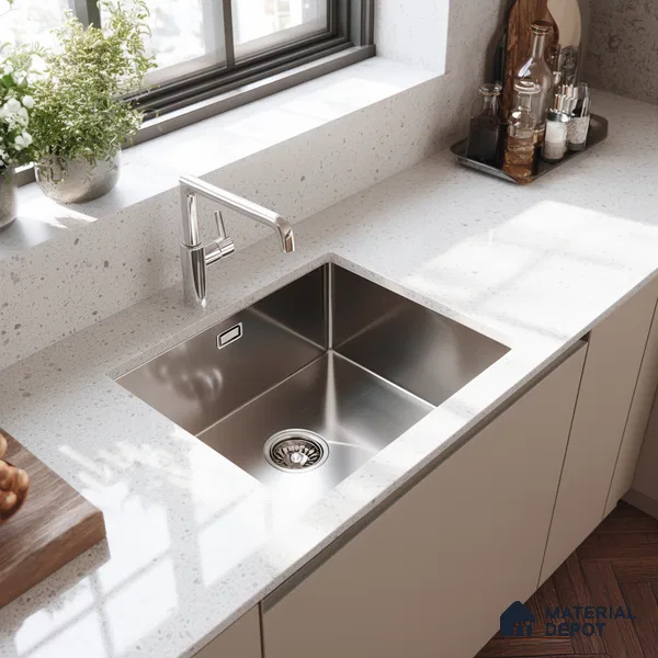 Belina Quartz QR 00318 Soft Wool Texture Helsinki Series 10.5 ft x 5.35 ft Quartz - 20 mm | 10 Years and Replacement Warranty | Suitable for Kitchen, Restaurant, Counter Tops, Dining, Reception, office