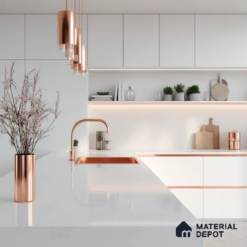 Belina Quartz QR 00203 Opaline Mist Helsinki Series 11.5 ft x 6.5 ft Quartz - 20 mm | 10 Years of Replacement Warranty | Suitable for Kitchen, Restaurant, Counter Tops, Dining, Reception, office
