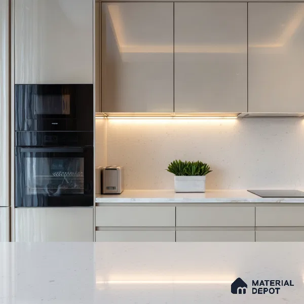 Belina Quartz QR 00203 Opaline Mist Helsinki Series 11.5 ft x 6.5 ft Quartz - 20 mm | 10 Years of Replacement Warranty | Suitable for Kitchen, Restaurant, Counter Tops, Dining, Reception, office