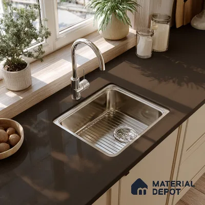 Belina Quartz QR 00232 Umber Mist Helsinki Series 11.5 ft x 6.5 ft Quartz - 20 mm | 10 Years of Replacement Warranty | Suitable for Kitchen, Restaurant, Counter Tops, Dining, Reception, office