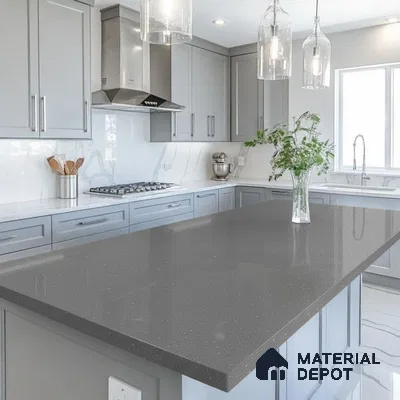 Belina Quartz QR 00205 Graphite Mist Helsinki Series 11.5 ft x 6.5 ft Quartz - 20 mm | 10 Years of Replacement Warranty | Suitable for Kitchen, Restaurant, Counter Tops, Dining, Reception, office