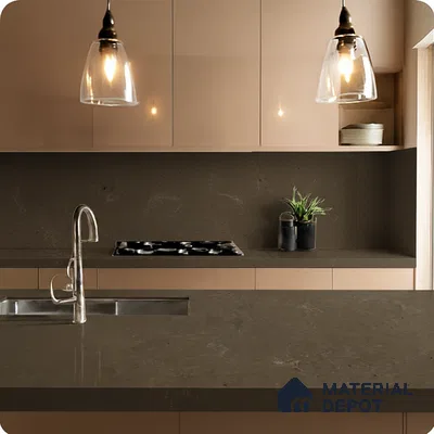 Belina Quartz QR 00229 Umber Veil Helsinki Series 11.5 ft x 6.5 ft Quartz - 20 mm | 10 Years of Replacement Warranty | Suitable for Kitchen, Restaurant, Counter Tops, Dining, Reception, office