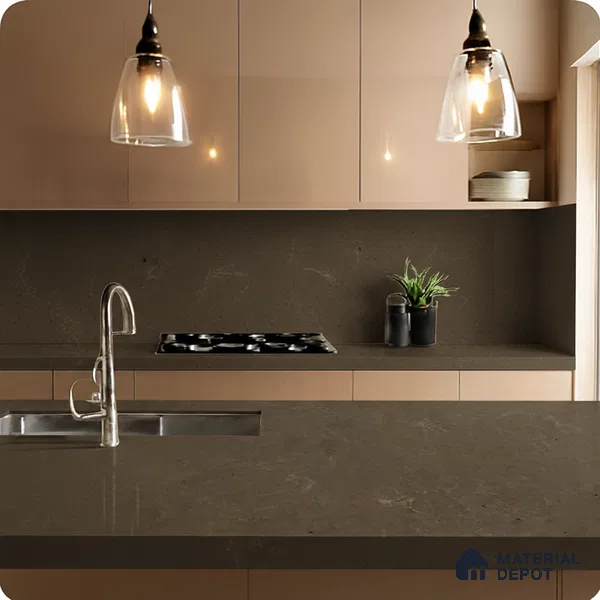 Belina Quartz QR 00229 Umber Veil Helsinki Series 11.5 ft x 6.5 ft Quartz - 20 mm | 10 Years of Replacement Warranty | Suitable for Kitchen, Restaurant, Counter Tops, Dining, Reception, office