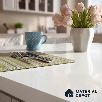 Belina Quartz QR 00250 Frosted Pearl Helsinki Series 11.5 ft x 6.5 ft Quartz - 20 mm | 10 Years of Replacement Warranty | Suitable for Kitchen, Restaurant, Counter Tops, Dining, Reception, office