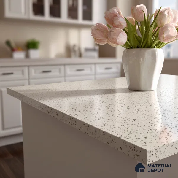 Belina Quartz QR 00202 Ivory Terrazzo Helsinki Series 11.5 ft x 6.5 ft Quartz - 20 mm | 10 Years of Replacement Warranty | Suitable for Kitchen, Restaurant, Counter Tops, Dining, Reception, office