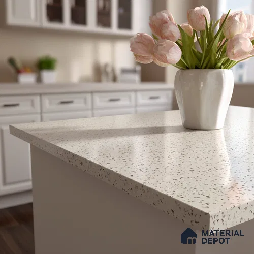 Belina Quartz QR 00202 Ivory Terrazzo Helsinki Series 11.5 ft x 6.5 ft Quartz - 20 mm | 10 Years of Replacement Warranty | Suitable for Kitchen, Restaurant, Counter Tops, Dining, Reception, office