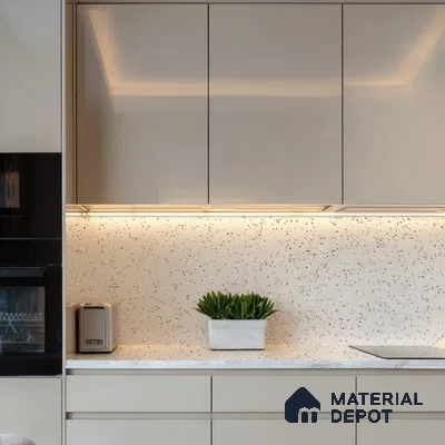 Belina Quartz QR 00202 Ivory Terrazzo Helsinki Series 11.5 ft x 6.5 ft Quartz - 20 mm | 10 Years of Replacement Warranty | Suitable for Kitchen, Restaurant, Counter Tops, Dining, Reception, office