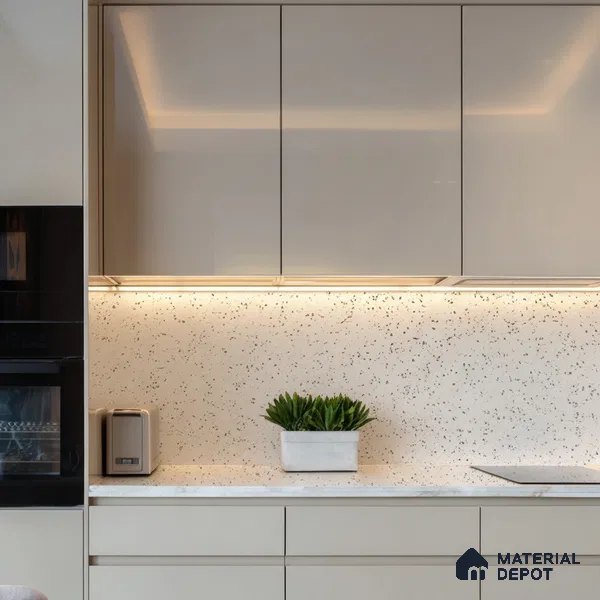 Belina Quartz QR 00202 Ivory Terrazzo Helsinki Series 11.5 ft x 6.5 ft Quartz - 20 mm | 10 Years of Replacement Warranty | Suitable for Kitchen, Restaurant, Counter Tops, Dining, Reception, office