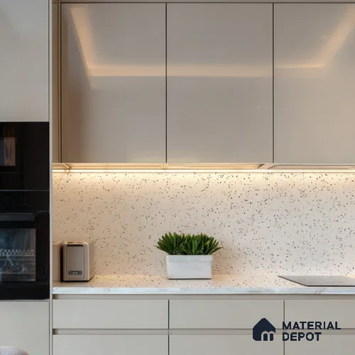 Belina Quartz QR 00202 Ivory Terrazzo Helsinki Series 11.5 ft x 6.5 ft Quartz - 20 mm | 10 Years of Replacement Warranty | Suitable for Kitchen, Restaurant, Counter Tops, Dining, Reception, office