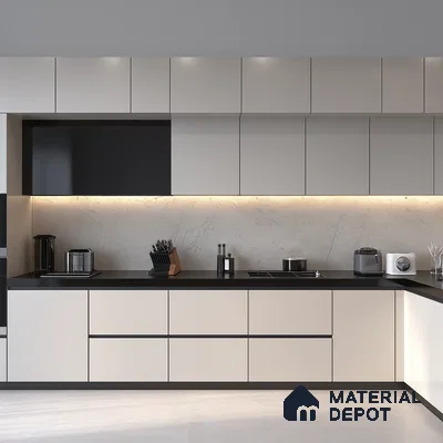 Belina Quartz QR 00219 Noir Velvet Helsinki Series 11.5 ft x 6.5 ft Quartz - 20 mm | 10 Years of Replacement Warranty | Suitable for Kitchen, Restaurant, Counter Tops, Dining, Reception, office