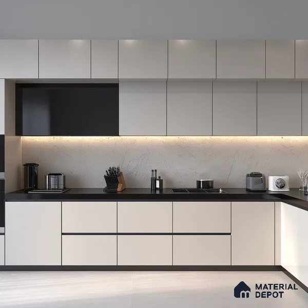 Belina Quartz QR 00219 Noir Velvet Helsinki Series 11.5 ft x 6.5 ft Quartz - 20 mm | 10 Years of Replacement Warranty | Suitable for Kitchen, Restaurant, Counter Tops, Dining, Reception, office