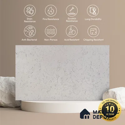 Belina Quartz QR 00225 Frosted Ink Helsinki Series 11.5 ft x 6.5 ft Quartz - 20 mm | 10 Years of Replacement Warranty | Suitable for Kitchen, Restaurant, Counter Tops, Dining, Reception, office