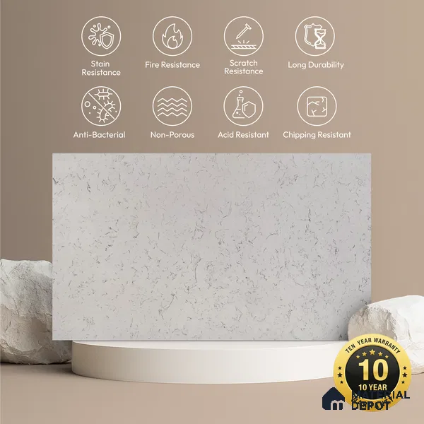 Belina Quartz QR 00225 Frosted Ink Helsinki Series 11.5 ft x 6.5 ft Quartz - 20 mm | 10 Years of Replacement Warranty | Suitable for Kitchen, Restaurant, Counter Tops, Dining, Reception, office