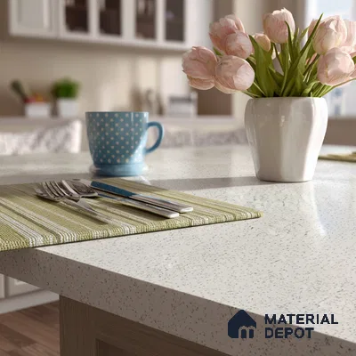 Belina Quartz QR 00200 Frosted Pearl Helsinki Series 11.5 ft x 6.5 ft Quartz - 20 mm | 10 Years of Replacement Warranty | Suitable for Kitchen, Restaurant, Counter Tops, Dining, Reception, office