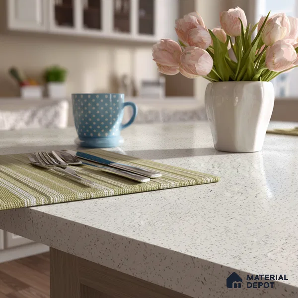 Belina Quartz QR 00200 Frosted Pearl Helsinki Series 11.5 ft x 6.5 ft Quartz - 20 mm | 10 Years of Replacement Warranty | Suitable for Kitchen, Restaurant, Counter Tops, Dining, Reception, office