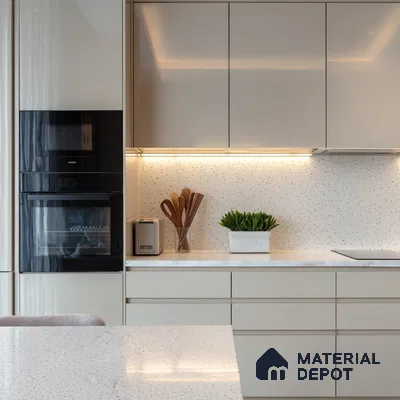 Belina Quartz QR 00200 Frosted Pearl Helsinki Series 11.5 ft x 6.5 ft Quartz - 20 mm | 10 Years of Replacement Warranty | Suitable for Kitchen, Restaurant, Counter Tops, Dining, Reception, office
