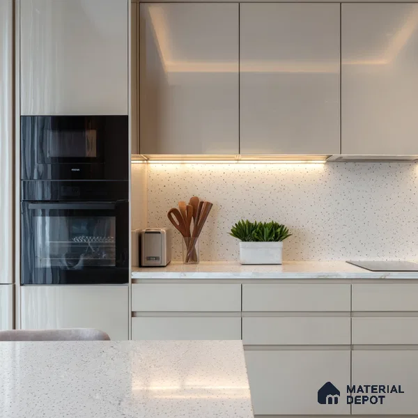 Belina Quartz QR 00200 Frosted Pearl Helsinki Series 11.5 ft x 6.5 ft Quartz - 20 mm | 10 Years of Replacement Warranty | Suitable for Kitchen, Restaurant, Counter Tops, Dining, Reception, office