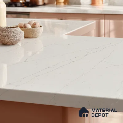 Belina Quartz QR 00245 Ivory Cascade Helsinki Series 11.5 ft x 6.5 ft Quartz - 20 mm | 10 Years of Replacement Warranty | Suitable for Kitchen, Restaurant, Counter Tops, Dining, Reception, office
