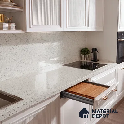 Belina Quartz QR 00204 Frosted Pebble Helsinki Series 11.5 ft x 6.5 ft Quartz - 20 mm | 10 Years of Replacement Warranty | Suitable for Kitchen, Restaurant, Counter Tops, Dining, Reception, office
