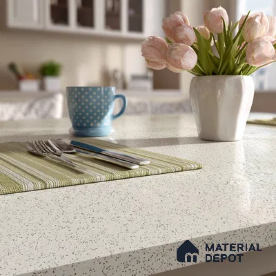 Belina Quartz QR 00204 Frosted Pebble Helsinki Series 11.5 ft x 6.5 ft Quartz - 20 mm | 10 Years of Replacement Warranty | Suitable for Kitchen, Restaurant, Counter Tops, Dining, Reception, office