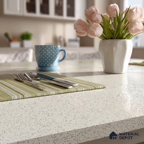 Belina Quartz QR 00204 Frosted Pebble Helsinki Series 11.5 ft x 6.5 ft Quartz - 20 mm | 10 Years of Replacement Warranty | Suitable for Kitchen, Restaurant, Counter Tops, Dining, Reception, office