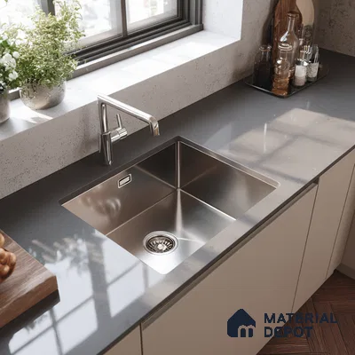 Belina Quartz QR 00208 Mist Argent Helsinki Series 11.5 ft x 6.5 ft Quartz - 20 mm | 10 Years of Replacement Warranty | Suitable for Kitchen, Restaurant, Counter Tops, Dining, Reception, office