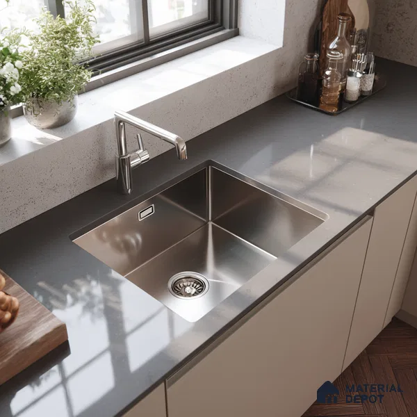 Belina Quartz QR 00208 Mist Argent Helsinki Series 11.5 ft x 6.5 ft Quartz - 20 mm | 10 Years of Replacement Warranty | Suitable for Kitchen, Restaurant, Counter Tops, Dining, Reception, office