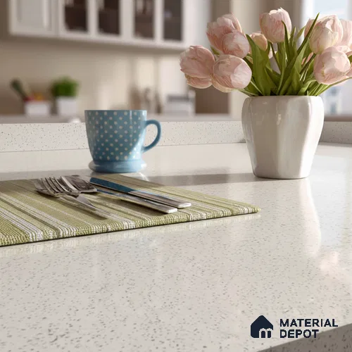 Belina Quartz QR 00201 Frosted Pebble Helsinki Series 11.5 ft x 6.5 ft Quartz - 20 mm | 10 Years of Replacement Warranty | Suitable for Kitchen, Restaurant, Counter Tops, Dining, Reception, office