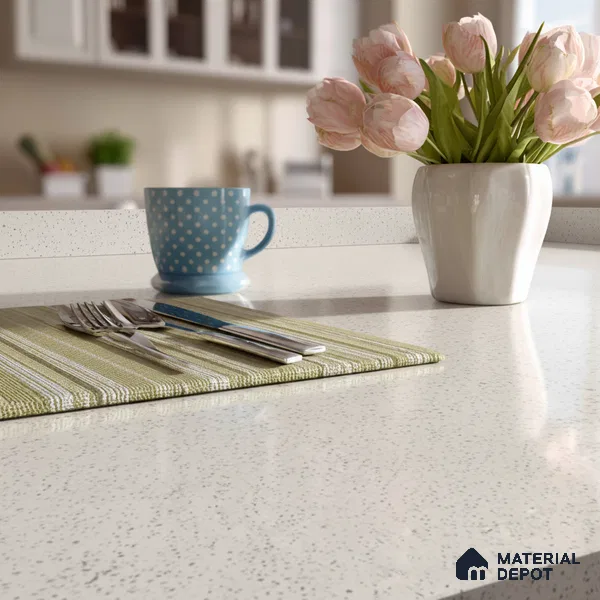 Belina Quartz QR 00201 Frosted Pebble Helsinki Series 11.5 ft x 6.5 ft Quartz - 20 mm | 10 Years of Replacement Warranty | Suitable for Kitchen, Restaurant, Counter Tops, Dining, Reception, office